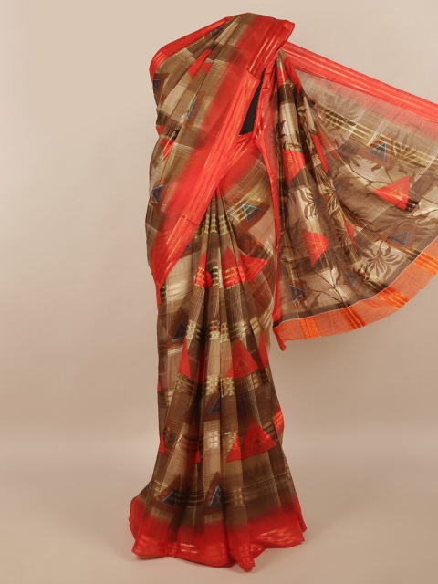 

Pothys Brown Printed Saree