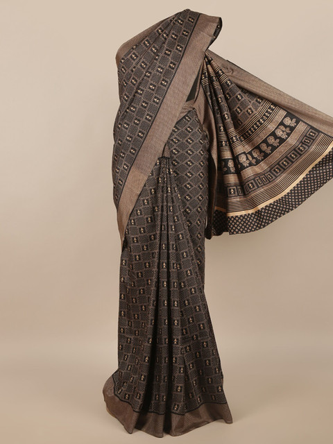 

Pothys Black & Tan Ethnic Motifs Saree