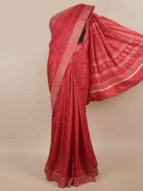 

Pothys Maroon & White Ethnic Motifs Cotton Blend Saree