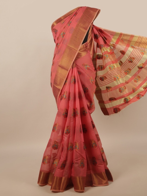 

Pothys Pink & Gold-Toned Woven Design Zari Saree