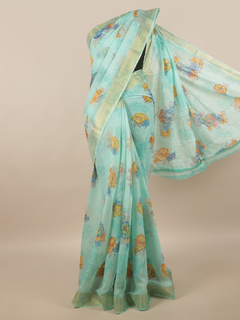 

Pothys Blue & Yellow Floral Printed Saree
