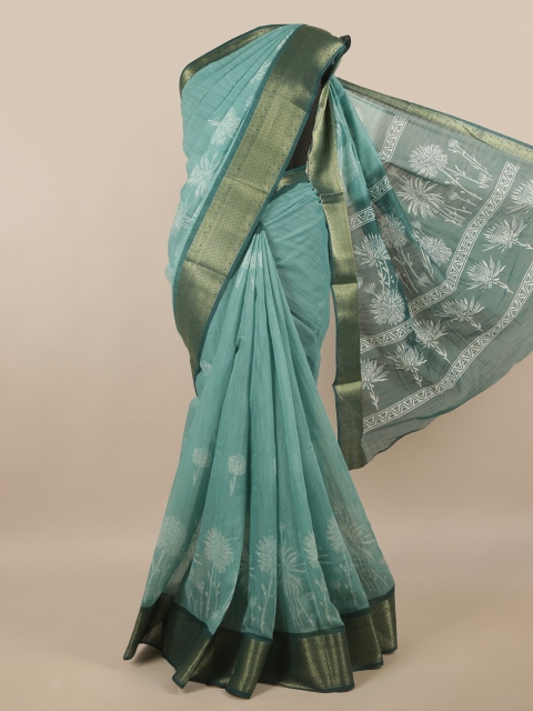 

Pothys Green Floral Printed Cotton Blend Saree