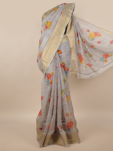 

Pothys Grey & Red Floral Saree