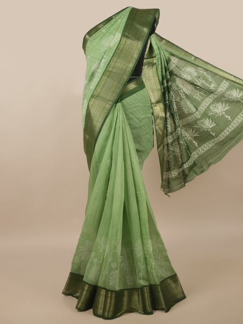 

Pothys Green Floral Printed Cotton Blend Saree