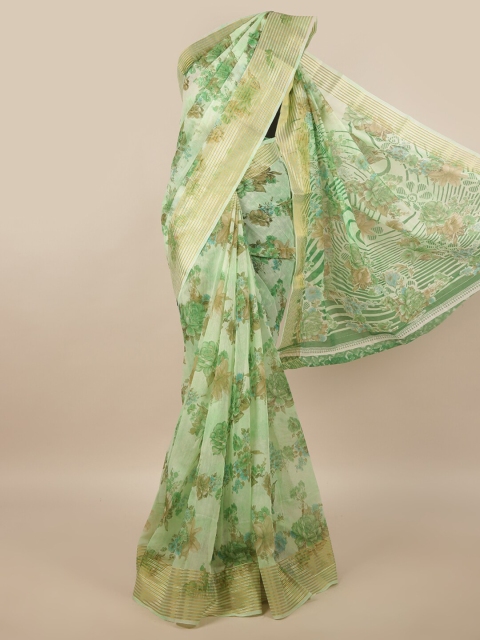 

Pothys Green & Cream-Coloured Floral Saree
