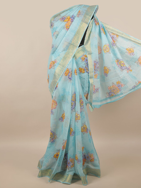 

Pothys Turquoise Blue Floral Saree
