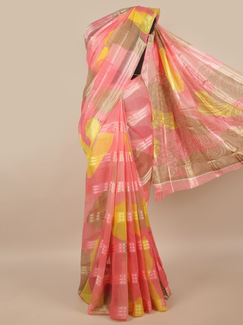 

Pothys Pink & Yellow Printed Saree