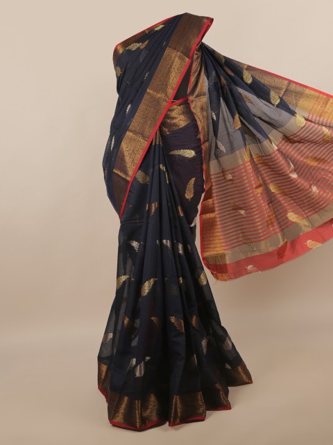 

Pothys Blue & Gold-Toned Ethnic Motifs Saree