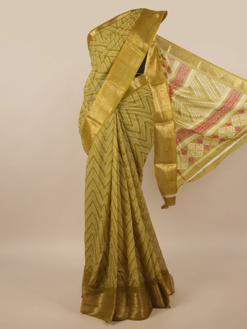 

Pothys Green Printed Cotton Blend Saree