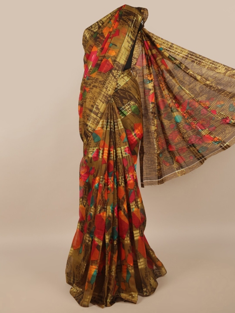

Pothys Olive Green & Brown Saree
