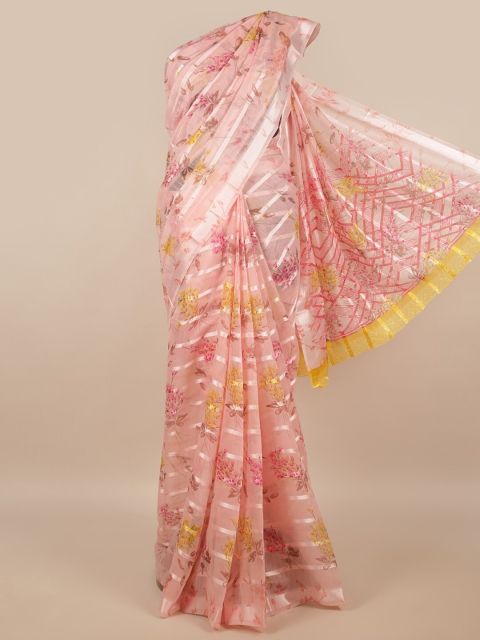 

Pothys Pink & Yellow Floral Saree