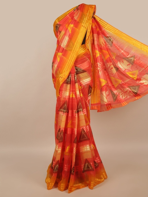 

Pothys Red & Orange Zari Printed Saree