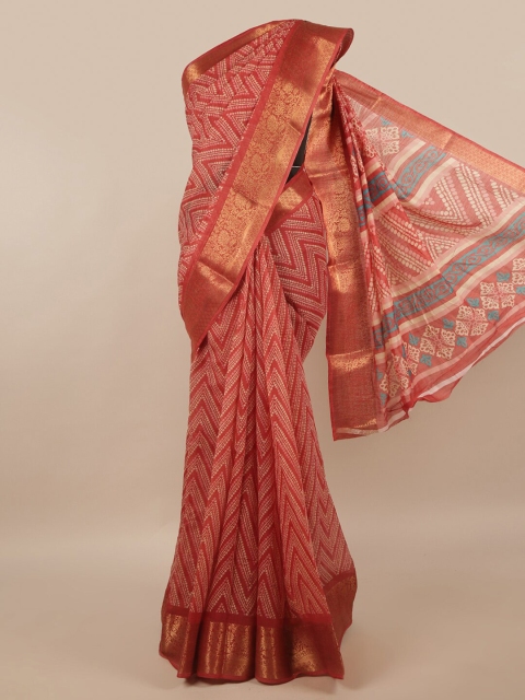 

Pothys Rust & White Printed Saree