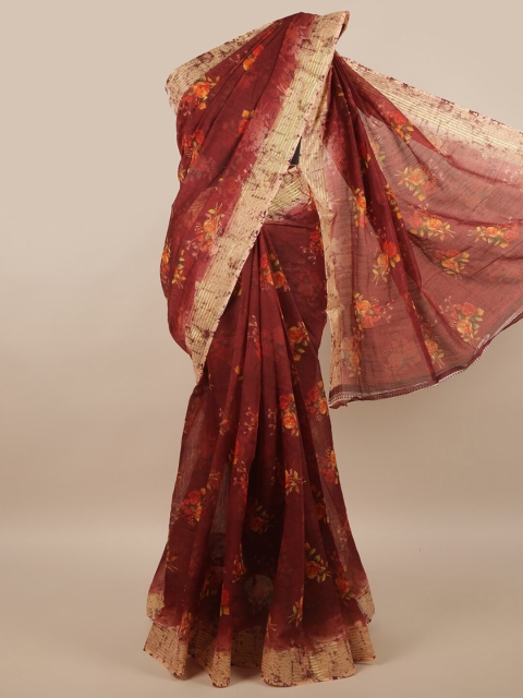 

Pothys Maroon & Beige Floral Printed Saree