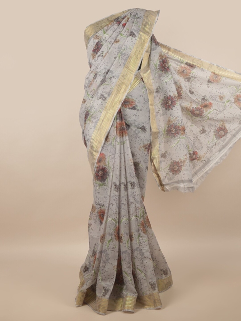 

Pothys Grey & Red Floral Printed Saree