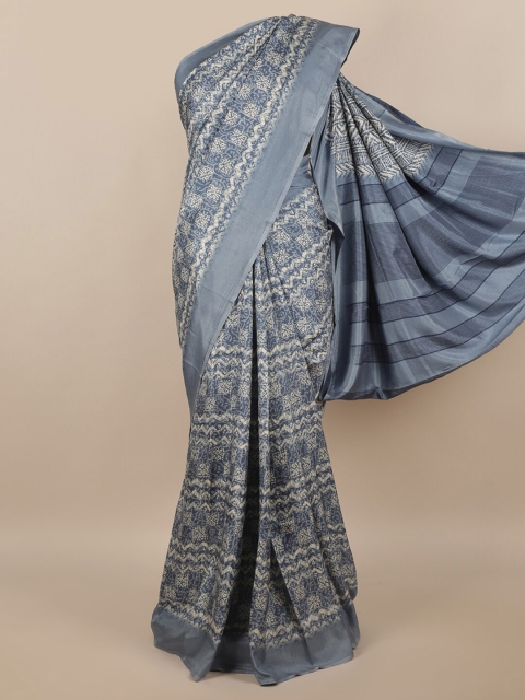 

Pothys Blue & White Ethnic Motifs Saree