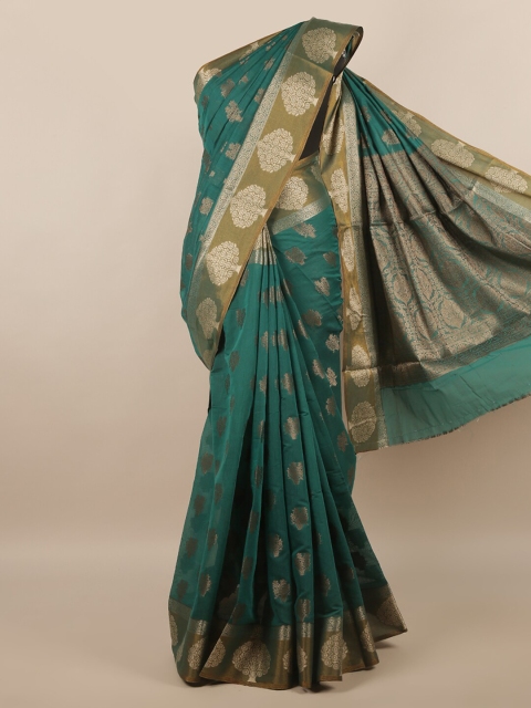 

Pothys Green & Brown Ethnic Motifs Cotton Blend Saree