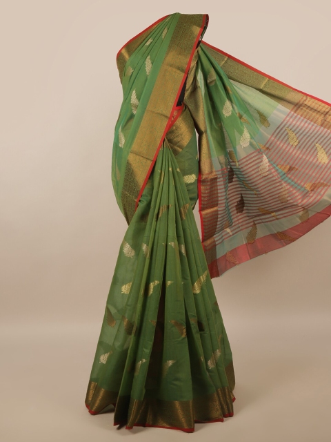

Pothys Green & Brown Woven Design Zari Saree