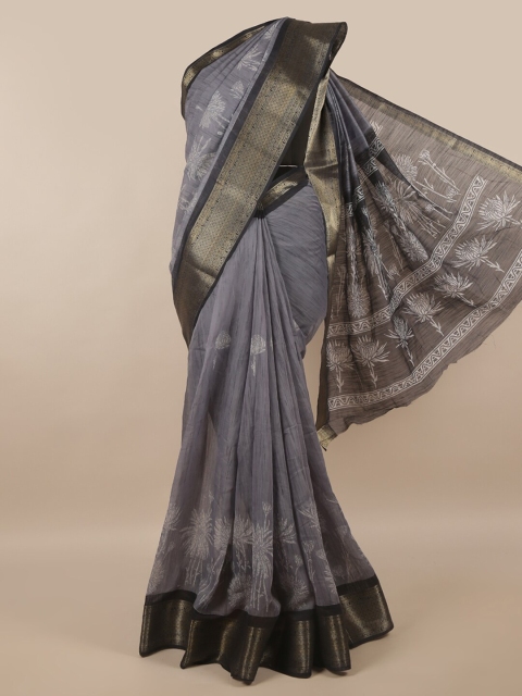 

Pothys Grey & White Ethnic Motifs Printed Zari Saree