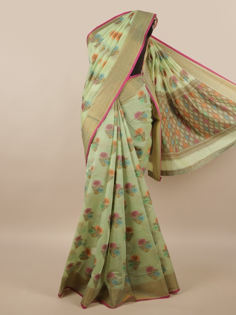 

Pothys Green & Pink Floral Saree