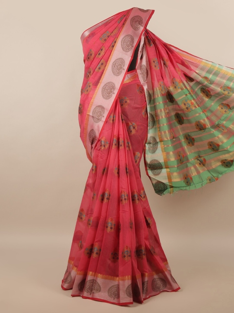 

Pothys Pink & Green Woven Design Saree