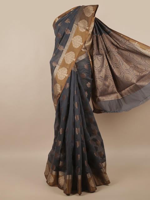 

Pothys Grey & Brown Ethnic Motifs Zari Saree