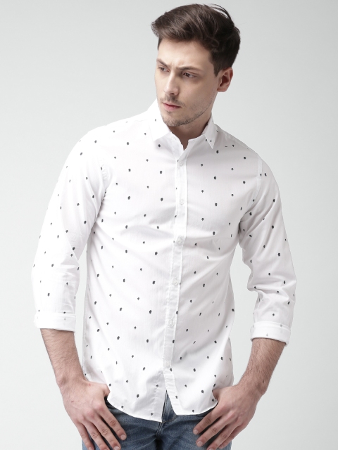 

SELECTED Men White Slim Fit Printed Casual Shirt