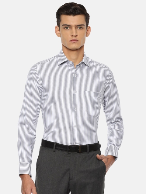 

Louis Philippe Permapress Men Grey Opaque Striped Formal Shirt