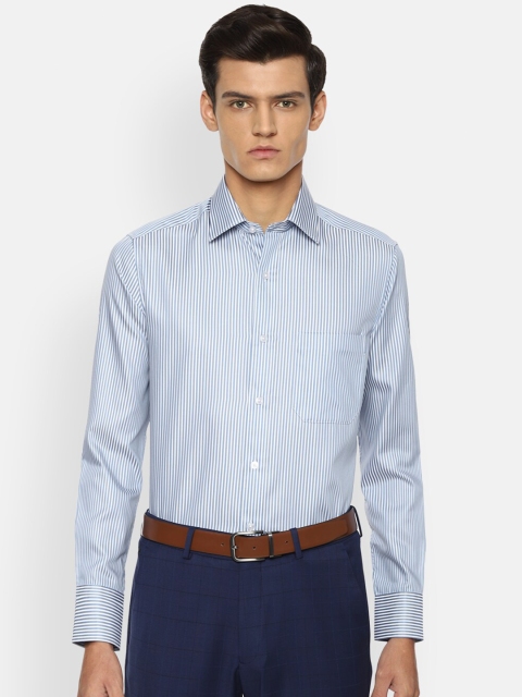 

Louis Philippe Men Blue Opaque Striped Formal Shirt