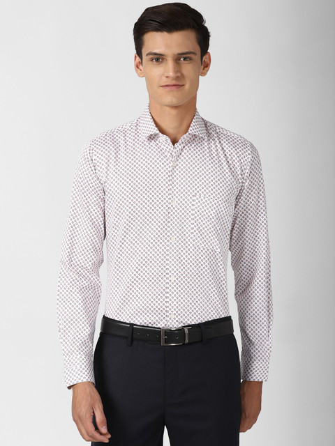 

Peter England Men White Opaque Printed Formal Shirt