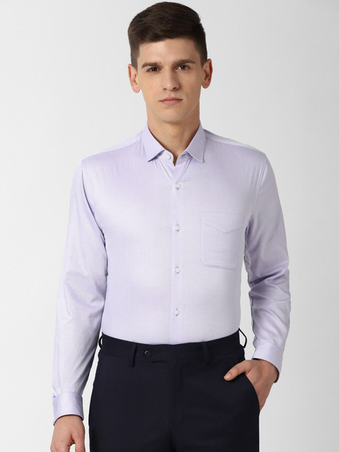 

Peter England Elite Men Purple Opaque Cotton Formal Shirt