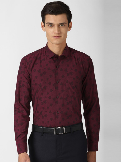 

Peter England Elite Men Maroon Floral Opaque Printed Cotton Formal Shirt