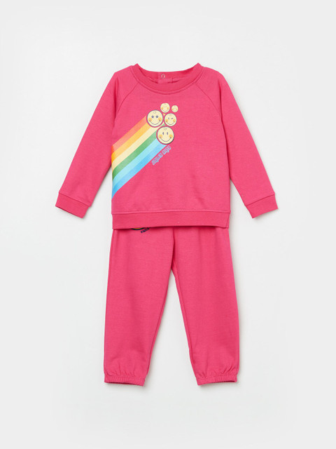 

Juniors by Lifestyle Girls Pink & Yellow Printed T-shirt with Pyjamas