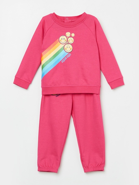 

Juniors by Lifestyle Girls Pink Printed Pure Cotton T-shirt with Pyjamas