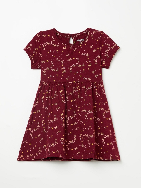 

Juniors by Lifestyle Girls Burgundy Floral Printed Cotton Dress
