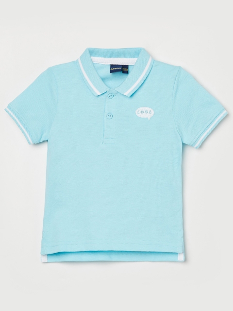 

Juniors Boys Blue & White Polo Collar Cotton T-shirt