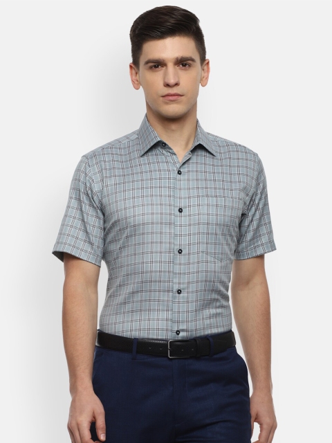 

Van Heusen Men Grey Opaque Checked Formal Shirt