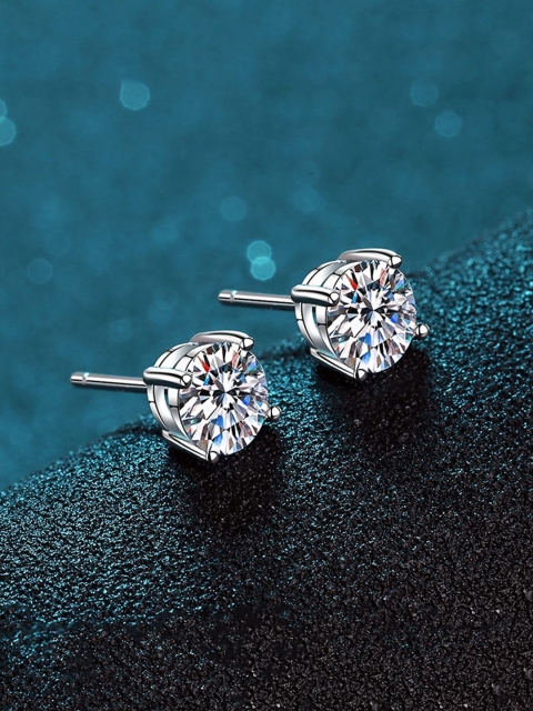 

Yellow Chimes 925 Sterling Silver Rhodium Plated Circular Studs Earrings