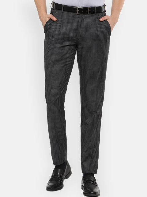 

Louis Philippe Men Grey Pleated Formal Trousers