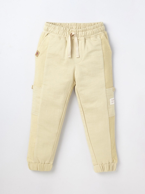 

Ed-a-Mamma Kids Beige Solid Regular-Fit Organic Cotton Track Pants