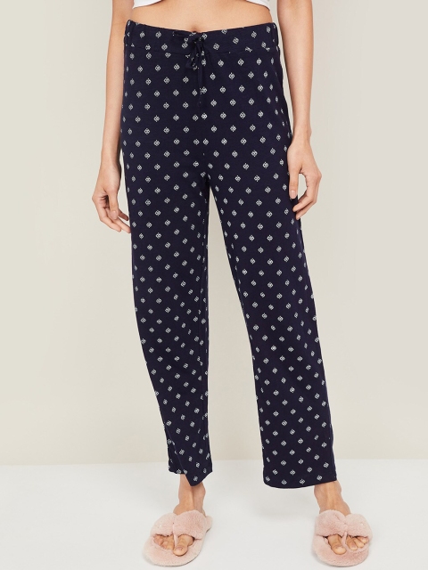

Ginger by Lifestyle Women Navy Blue Printed Cotton Lounge Pants