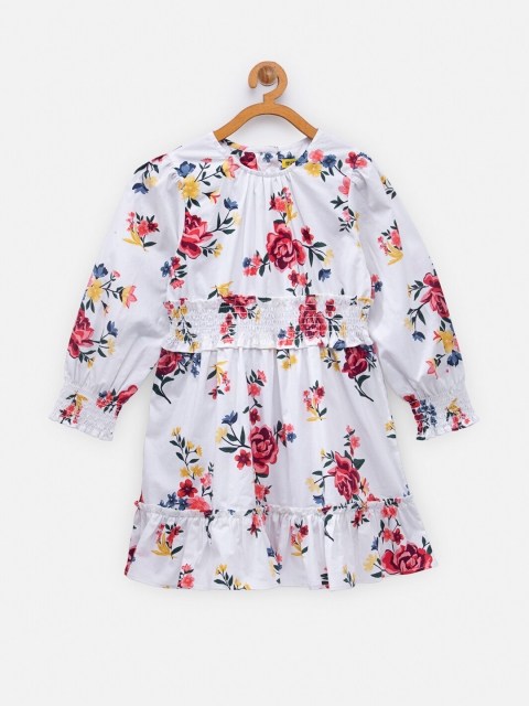 

NYNSH White & Red Floral Printed Pure Cotton Dress