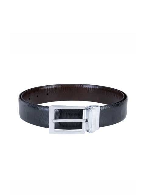 

ROSSO BRUNELLO Men Black & Brown Textured Reversible Leather Belt