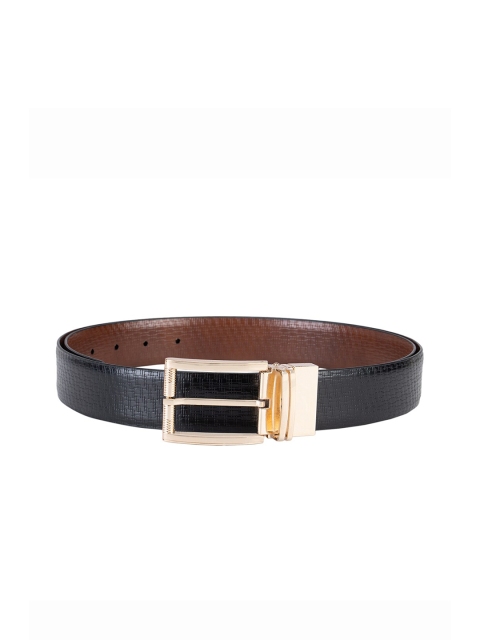 

ROSSO BRUNELLO Men Black Textured Leather Belt