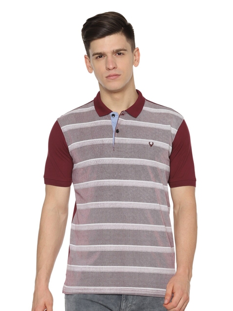 

Allen Solly Men Maroon Striped Polo Collar T-shirt
