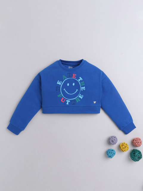 

Ed-a-Mamma Girls Blue Printed Pullover Sweatshirt