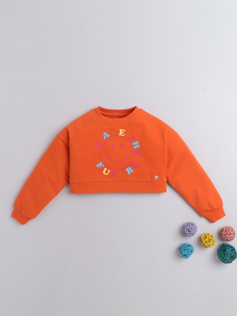 

Ed-a-Mamma Girls Orange Printed Pullover Sweatshirt