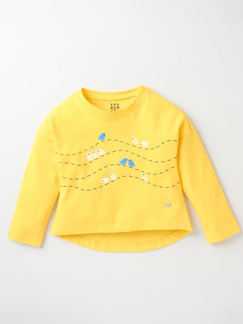 

Ed-a-Mamma Yellow Embellished Pure Cotton Regular Top