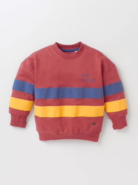 

Ed-a-Mamma Boys Red & Yellow Striped Cotton Sustainable Sweatshirt