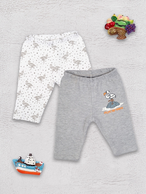 

Mee Mee Grey Melange & White Pack of 2 Printed Leggings